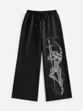 Pantalones Anchos para Hombre con Estampado de Guerrero Gótico Negro 2026,
