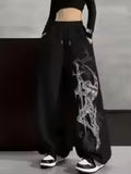 Pantalones Anchos para Hombre con Estampado de Guerrero Gótico Negro 2026,