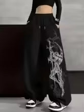 Pantalones Anchos para Hombre con Estampado de Guerrero Gótico Negro 2026,