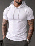 Camiseta Deportiva con Capucha de Manga Corta para Hombre – Negra