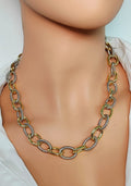 Collar Cadena Eslabones Bicolor Rodio Premium ⛓️✨